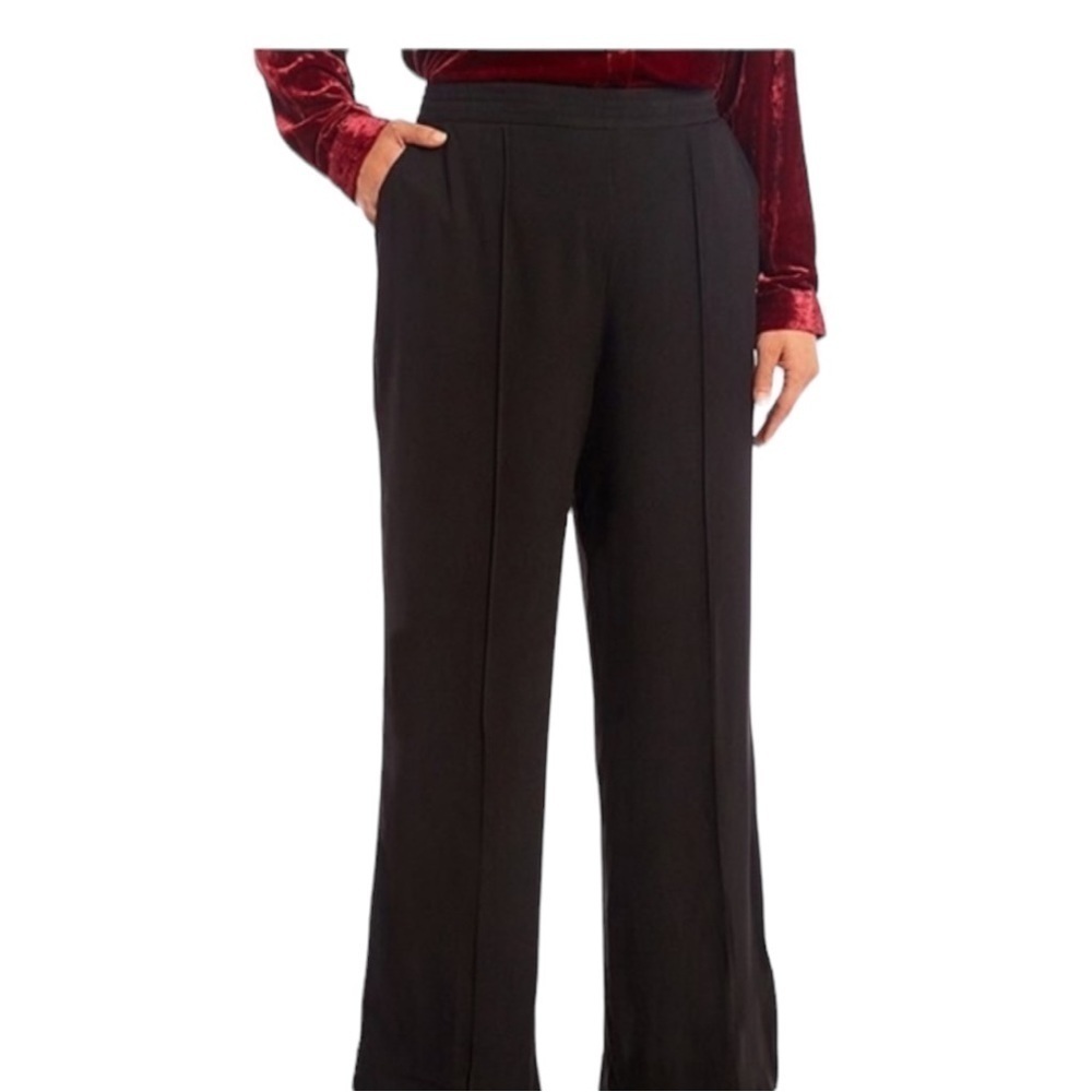 John Mark Black Wide Leg Pull On Casual Career Plus Pants 3X Style J41759PW